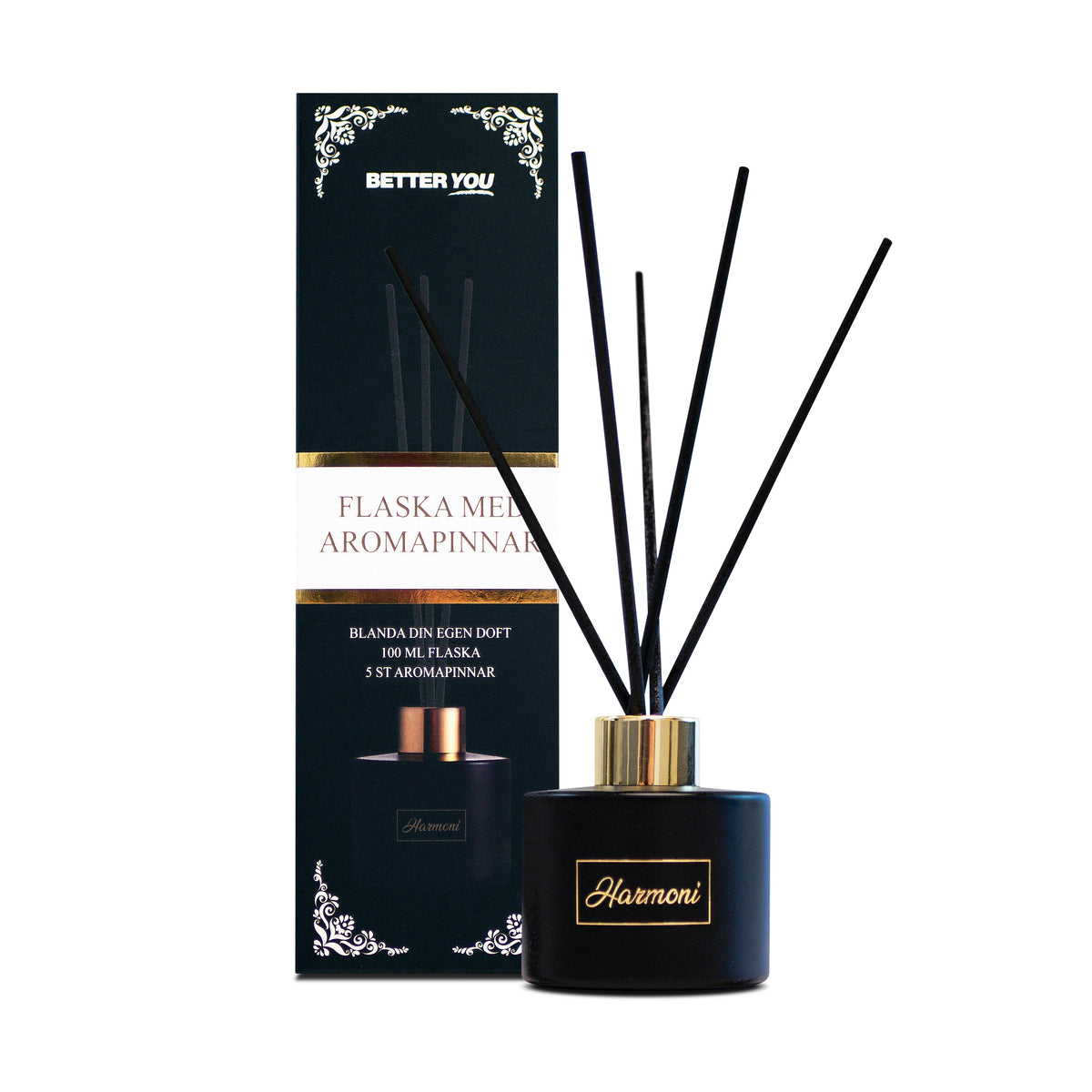 Aromaflaska (tom) 100ml + 5 doftpinnar