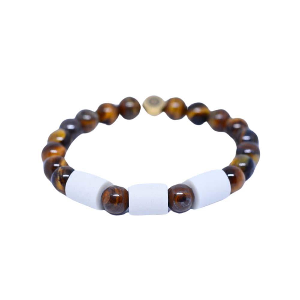 Armband Tigeröga med 3 Naturpärlor S/M