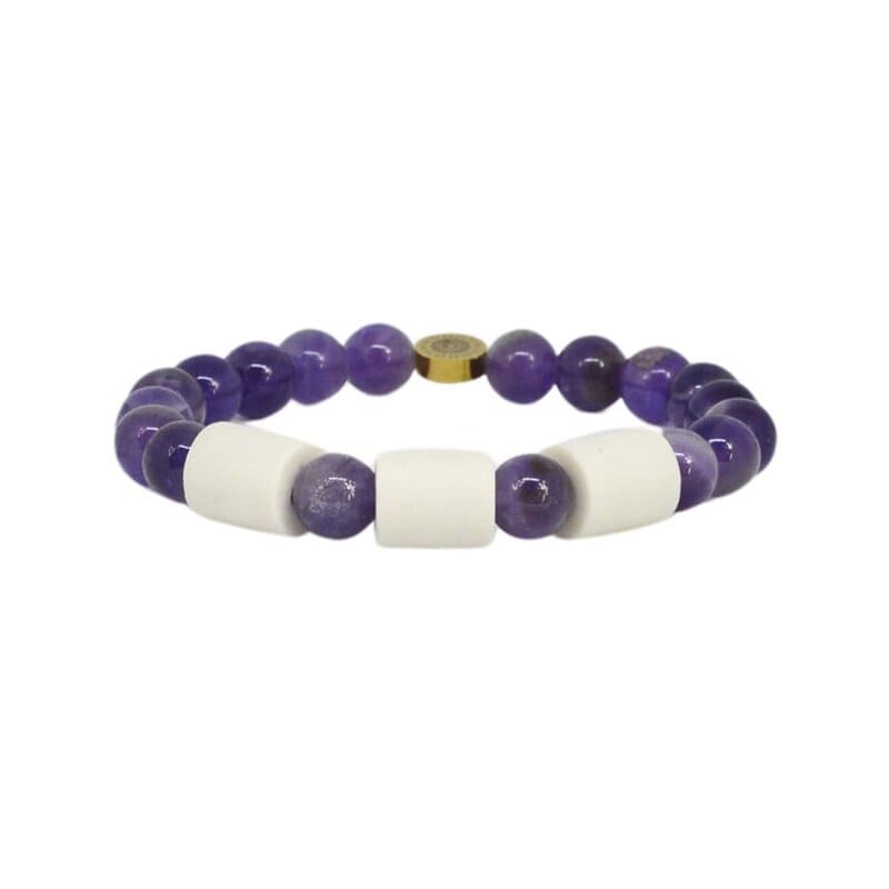 Armband Ametist med  3 Naturpärlor L/XL