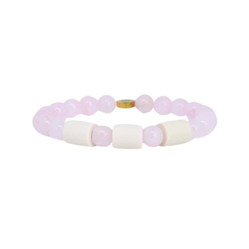 Armband Rosenkvarts med 3 Naturpärlor L/XL