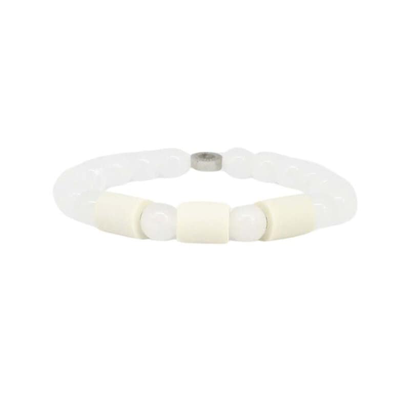Armband bergkristall 3 naturpärlor S/M