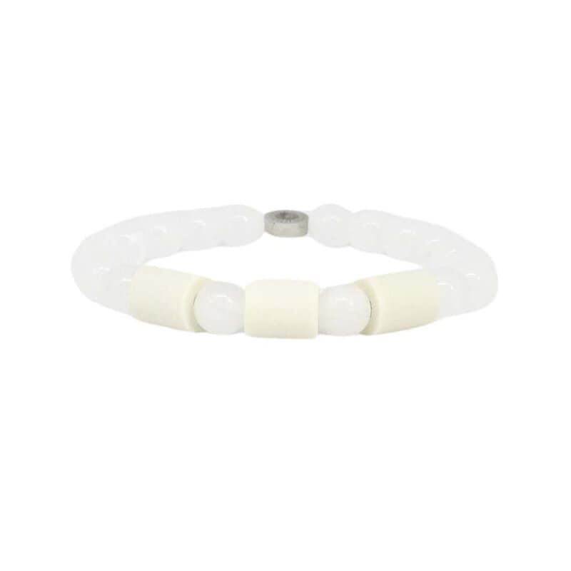 Armband bergkristall  3 naturpärlor L/XL