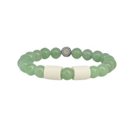 Armband grön aventurin 2 naturpärlor S/M