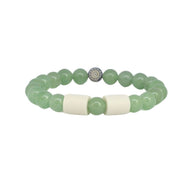 Armband grön aventurin 2 naturpärlor L/XL