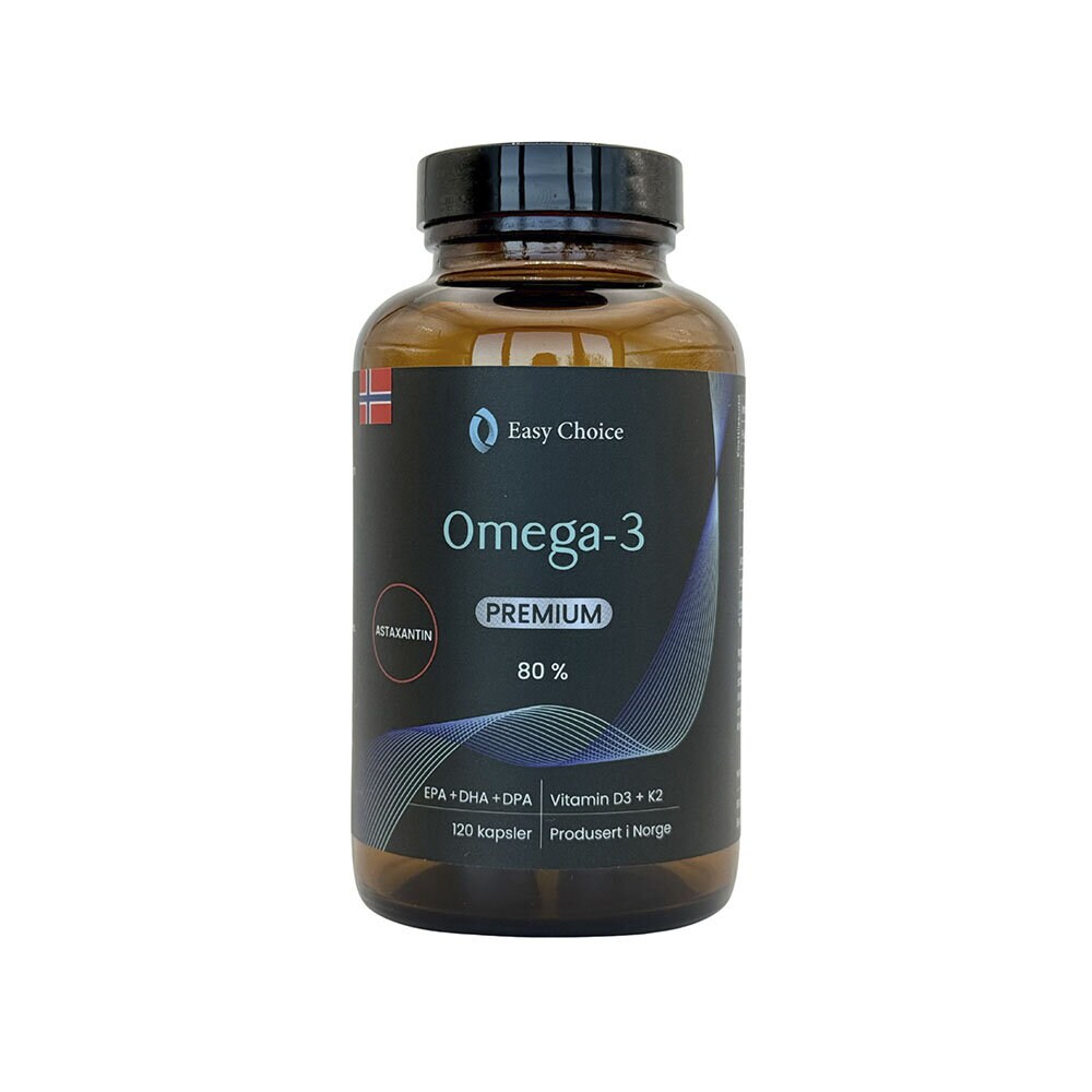 Omega-3 Premium 80% kapsler 1000mg M/ K2 + astaxantin