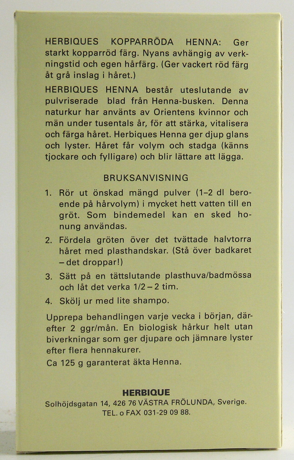 Henna pulver kopparröd 125g