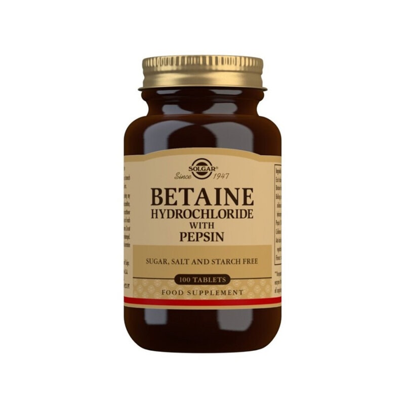 Betaine Hydrochloride with Pepsin 100 tabletter