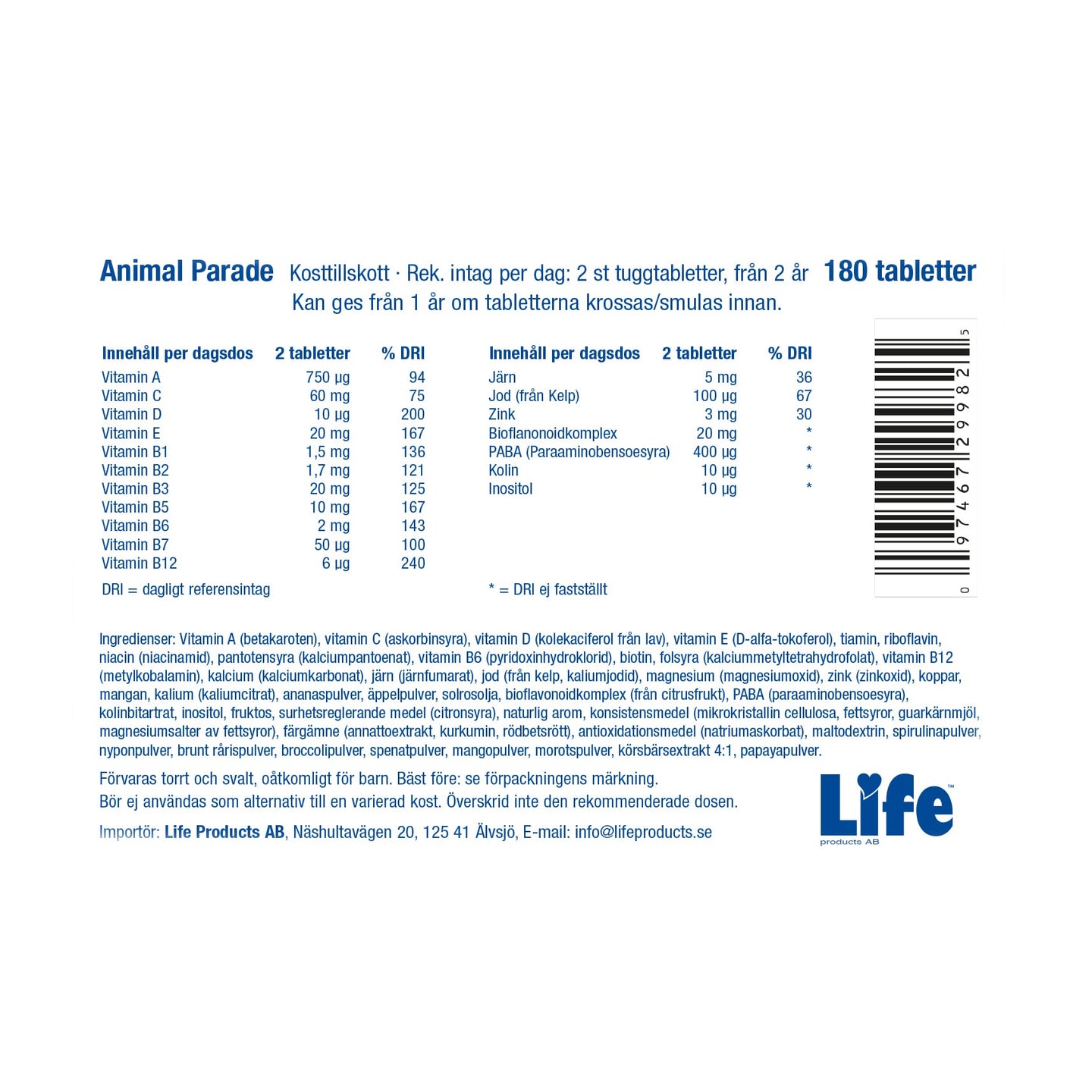 Multivitamin Barn 180 tuggtabletter