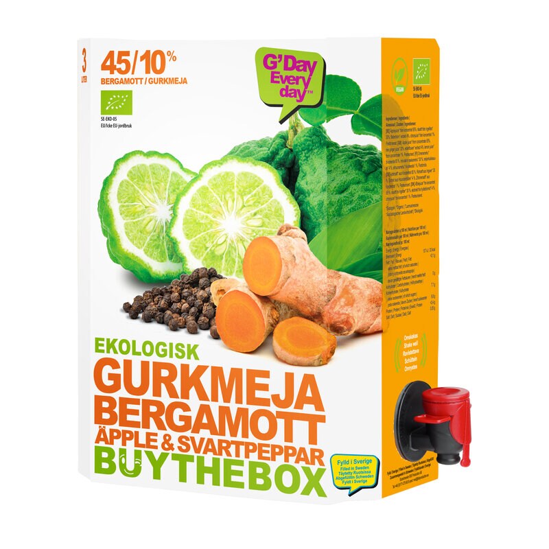 Gurkmeja/Bergamott/Äpple/Svartpeppar BiB 3 liter