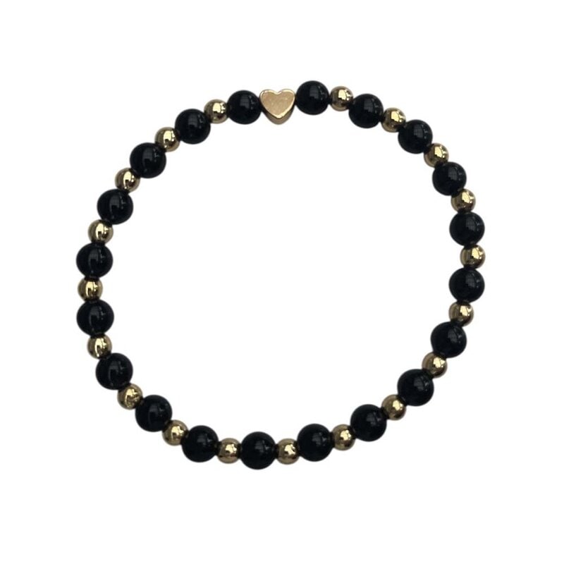 Armband Svart Kalcedon 6mm