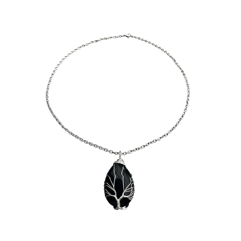 Halsband Livets Träd Svart Onyx