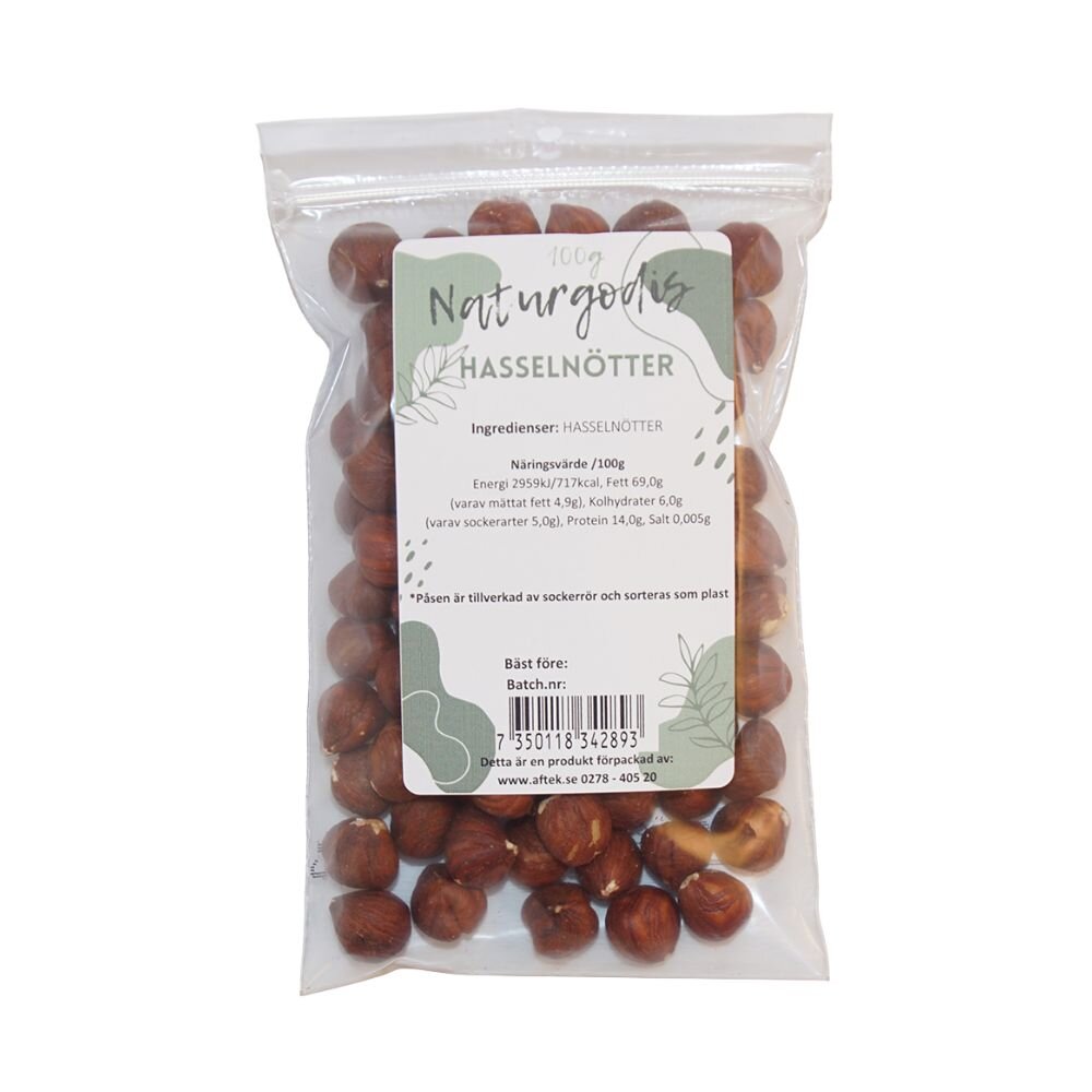 Hasselnötter Rens/Brun 100g